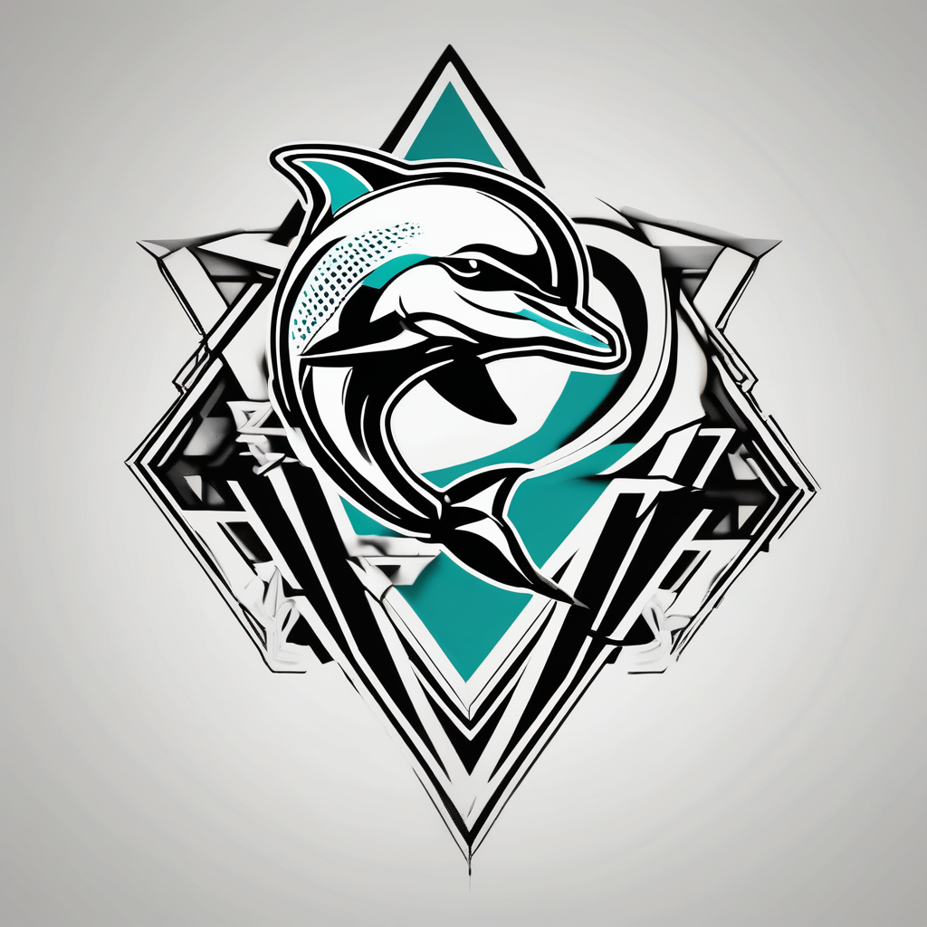 1984 old school miami dolphins logo, AI-generated Geometric tattoo design