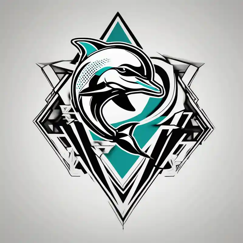 1984 old school miami dolphins logo – Geométrico, Blanco y negro