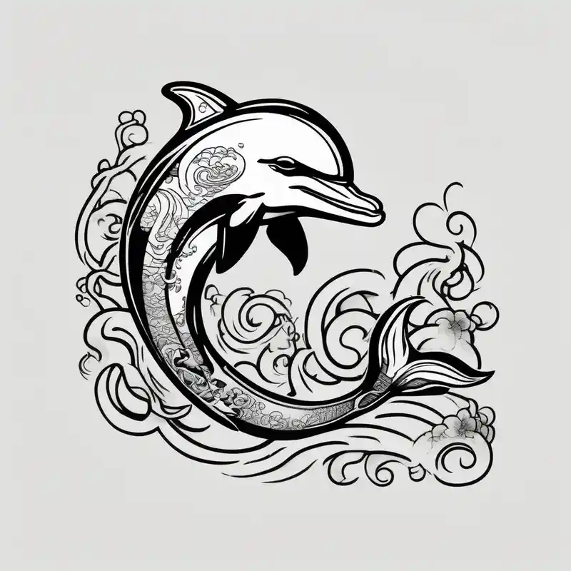 dolphin smoking a cigarette – Japonés, Colores vivos