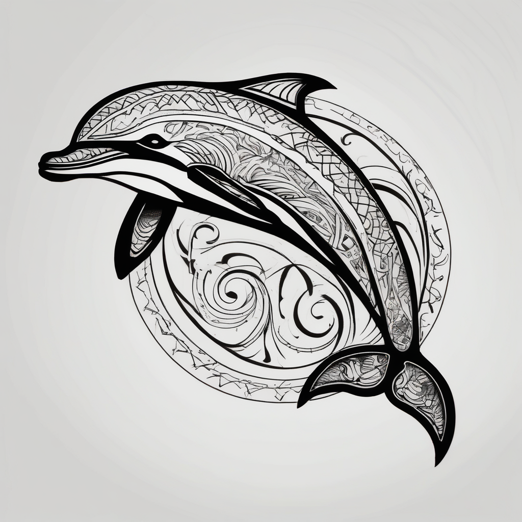 Dolphin, AI-generated Blackwork tattoo design
