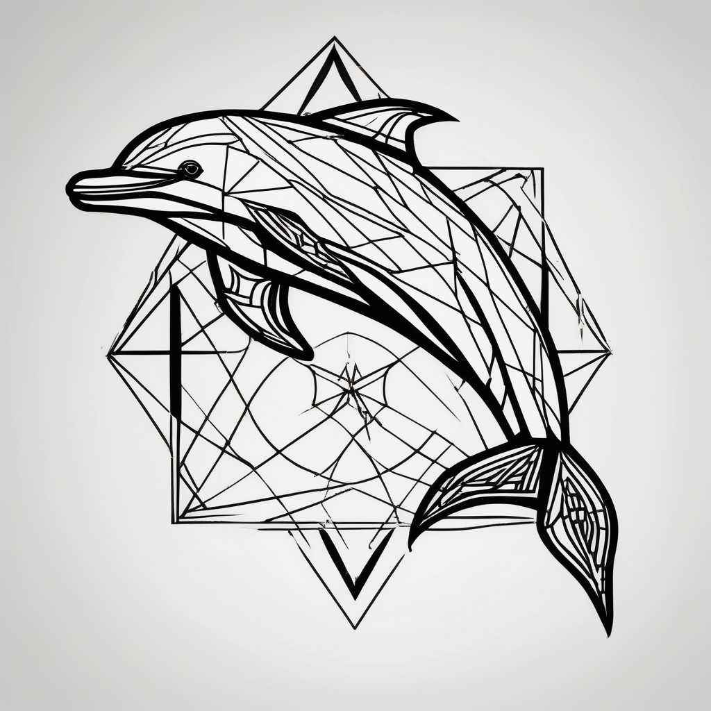 Dolphin, design de tatouage Géométrique généré par IA