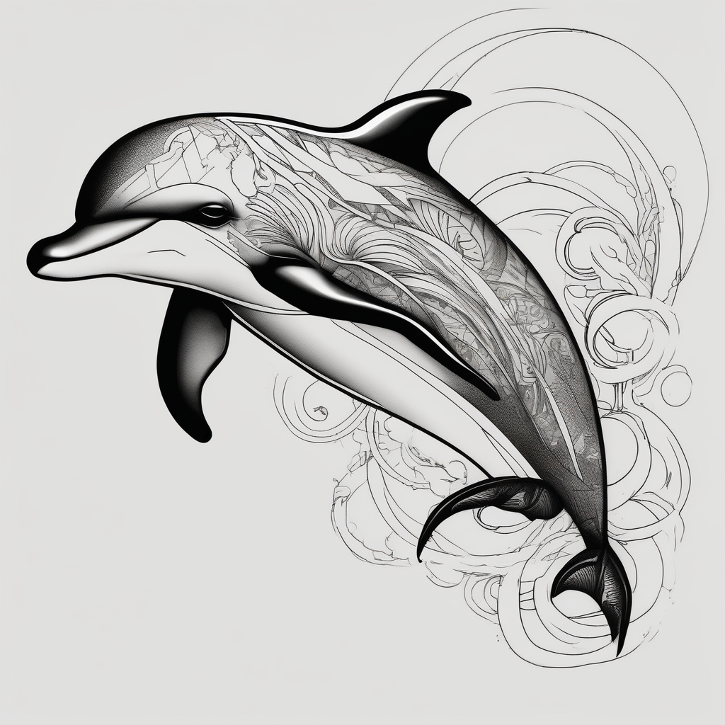 dolphin, design de tatouage Blackwork généré par IA
