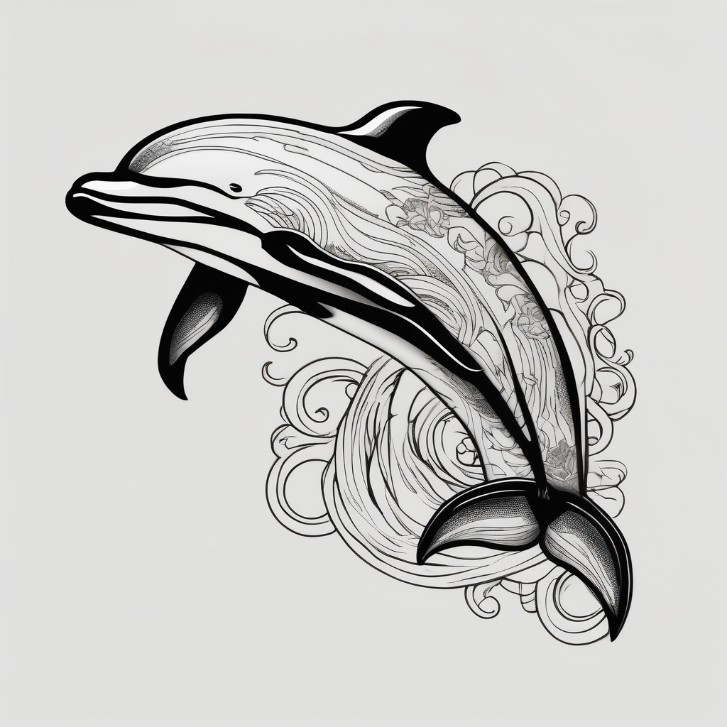 Dolphin, AI-generated Japanese tattoo design