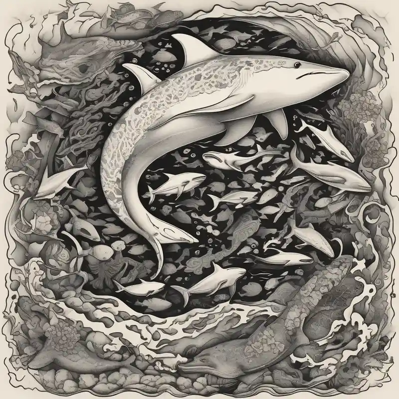 Dolphin, hammerhead, epaulette shark, coral, sea lion, turtle, octopus, fish, crabs, spotted eagle ray, underwater ocean