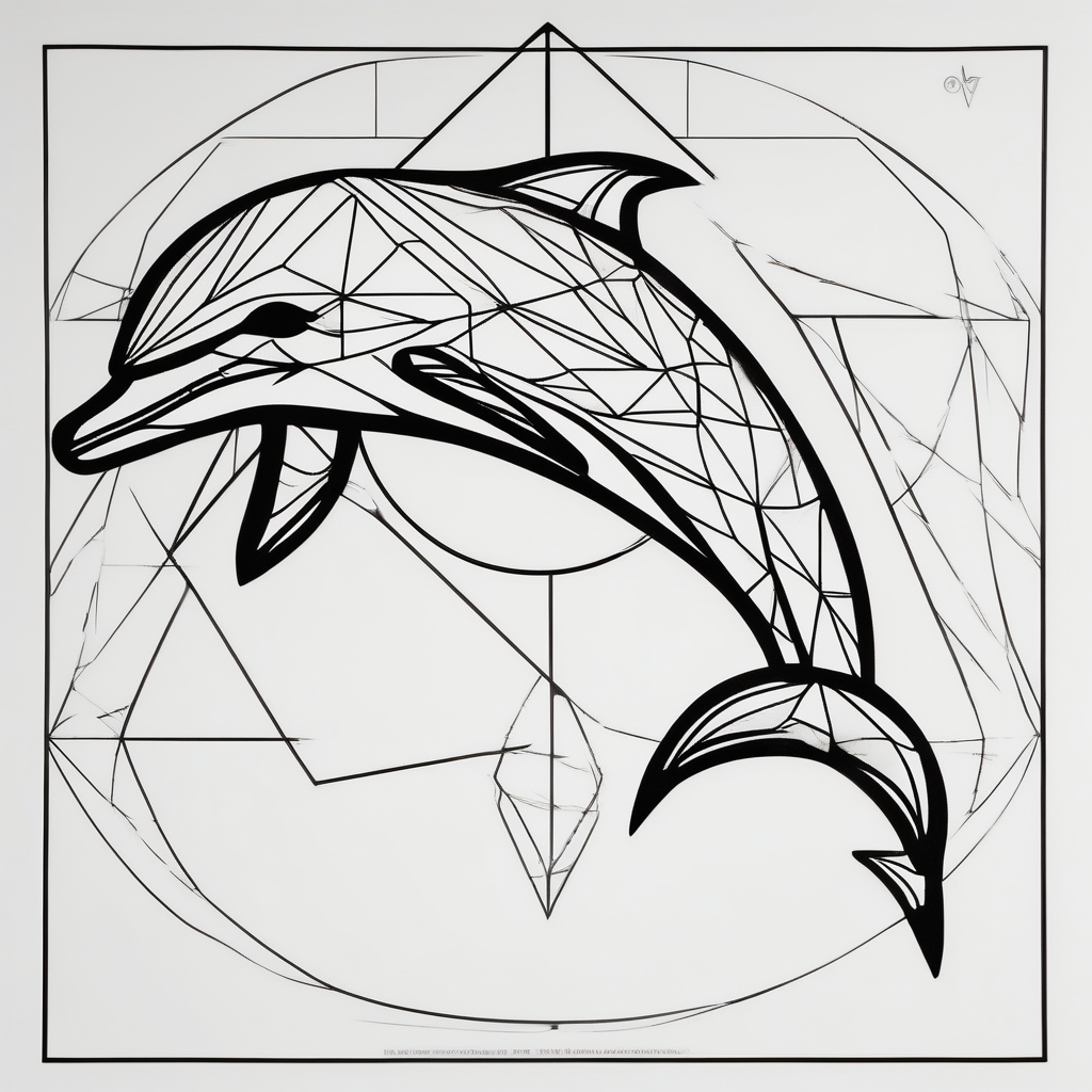 Thin extern outline of a dolphin without any fill. Just the outer lines only., design de tatouage Géométrique généré par IA