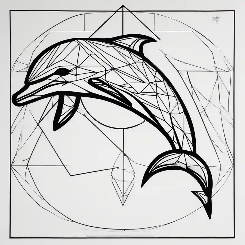 Thin extern outline of a dolphin without any fill. Just the outer lines only. – Geométrico, Blanco y negro
