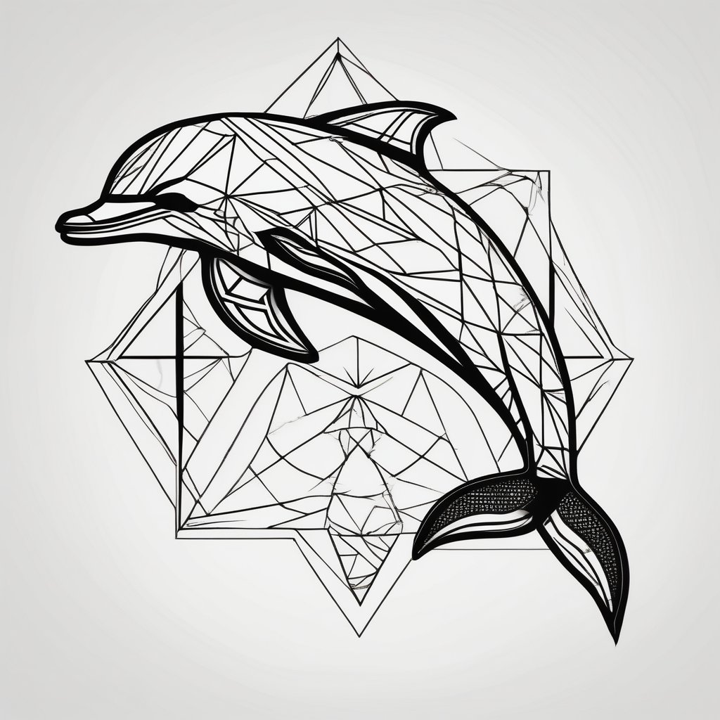 dolphin, diseño de tatuaje Geométrico generado con IA