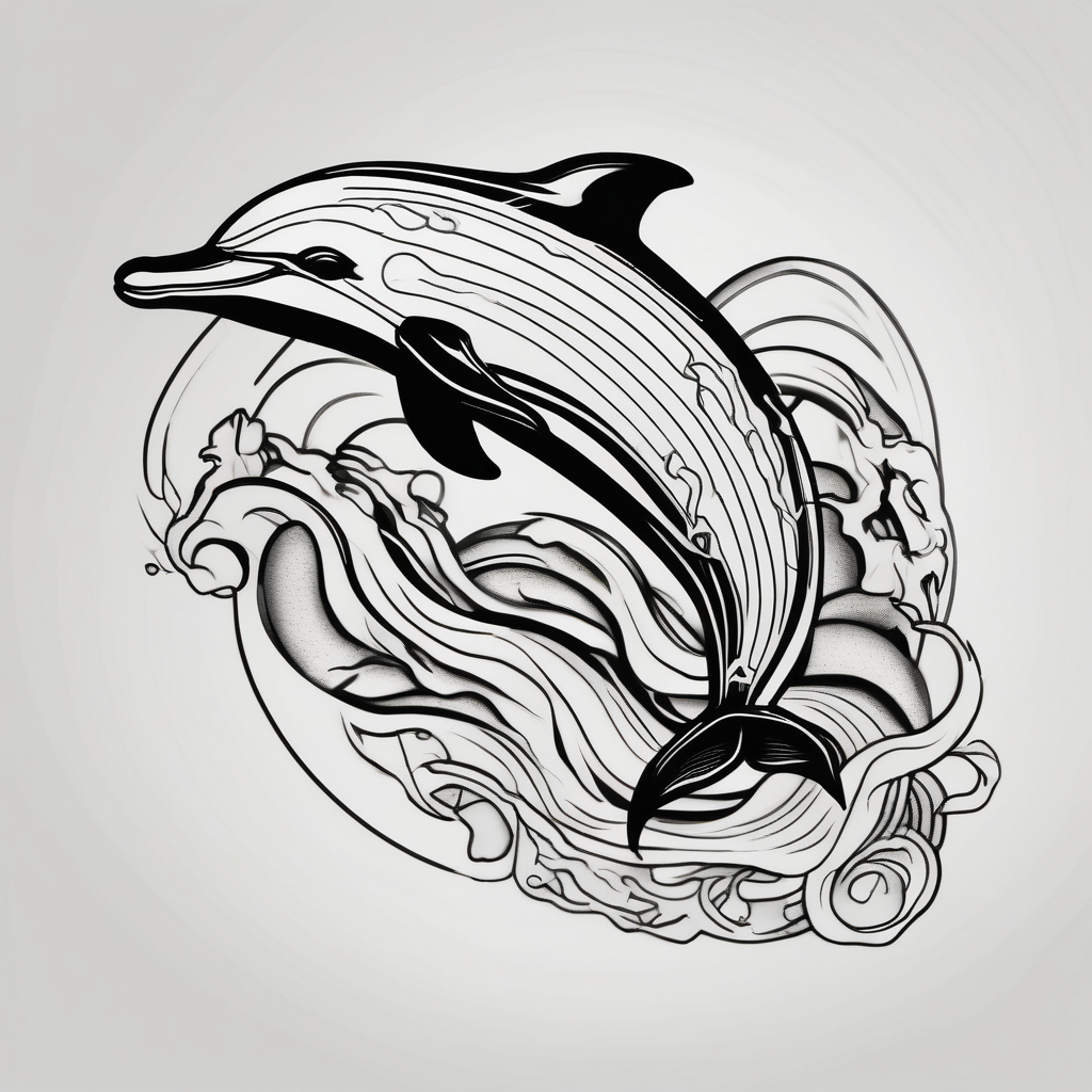 dolphin, AI-generated Japanese tattoo design