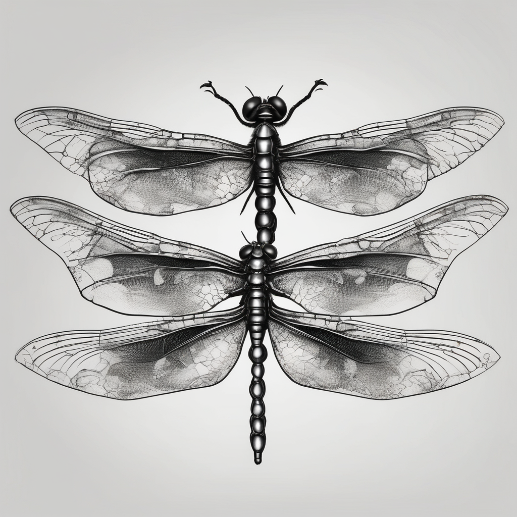 4 dragonflies flying together dragonfly, design de tatouage Réaliste généré par IA