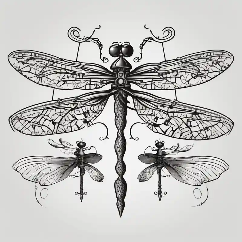 cartoon style Dragon Tattoo Ideas in 2025 & free generation about 2 Dragonflies one with a lock as the chest
and the other has a key for the tail fine black line style dragonfly and 2 Dragonflies one with a lock as the chest
and the other has a key for the tail fine black line style dragonfly