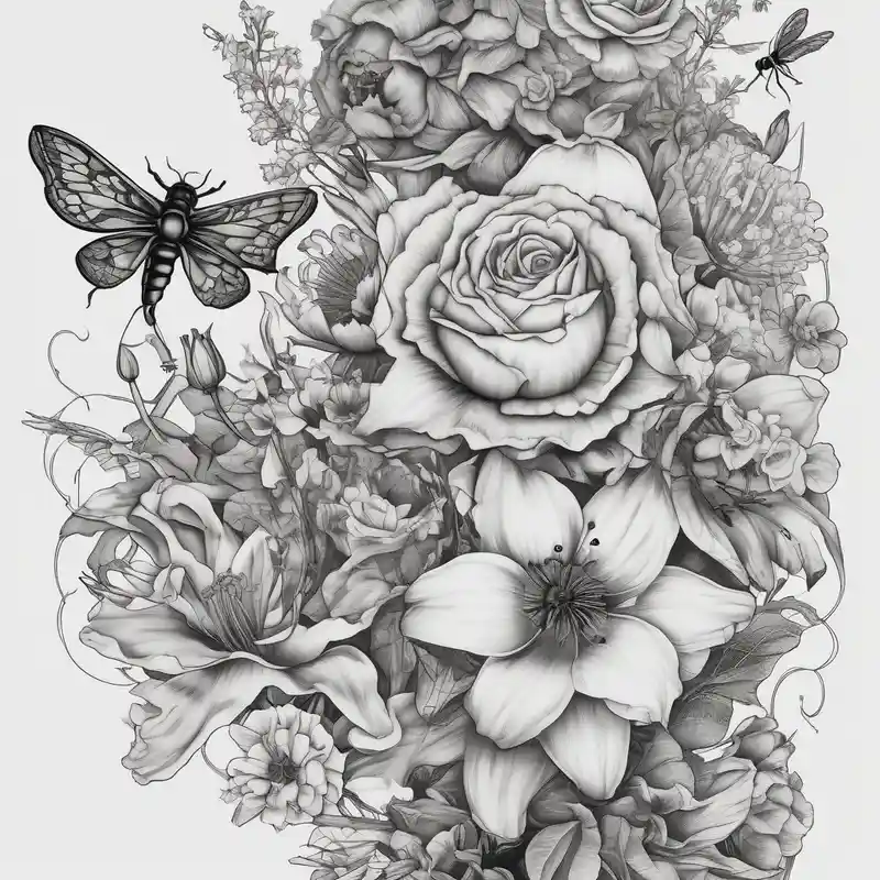 surreal style Dragon Tattoo Ideas in 2025 & free generation about Calia Lily and rose