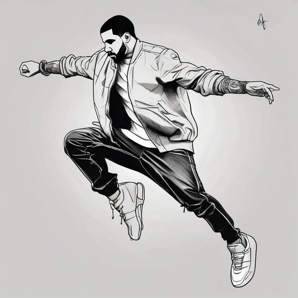 Drake doing a dance, diseño de tatuaje Boceto generado con IA