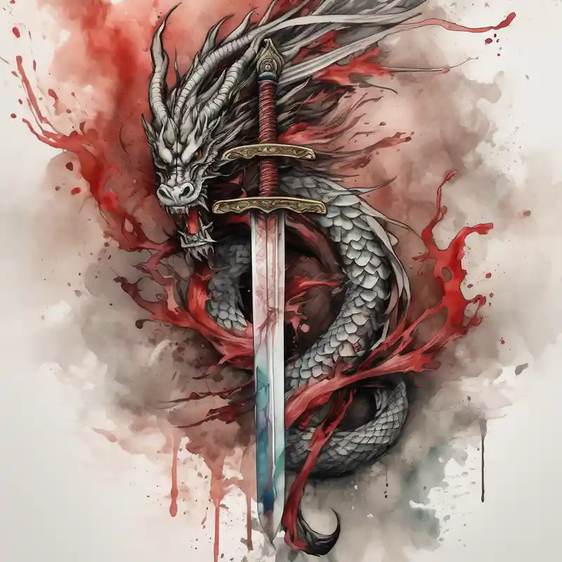 watercolor style 2025年のタトゥーラップタトゥーアイデア about sword wrapped around by japeness drake and sword wrapped around by japeness drake