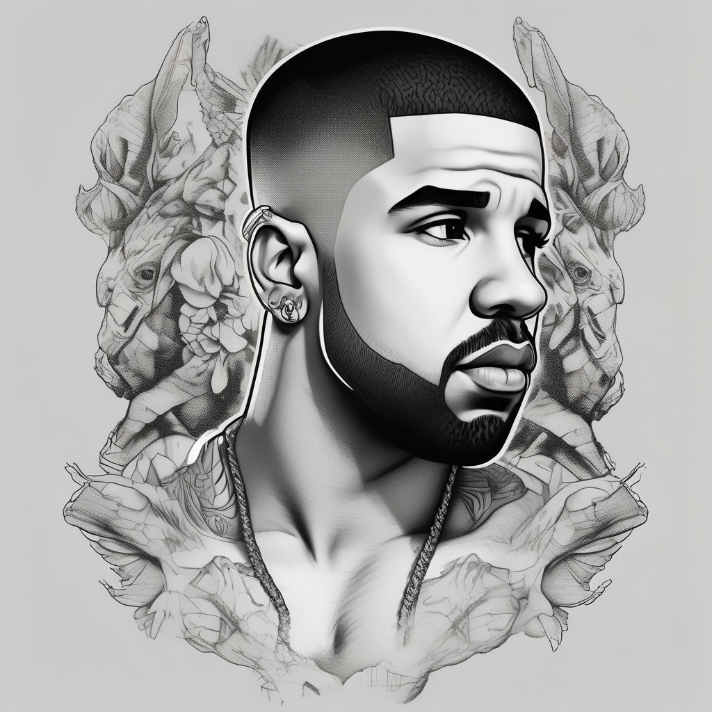 rapper drake, diseño de tatuaje Realista generado con IA