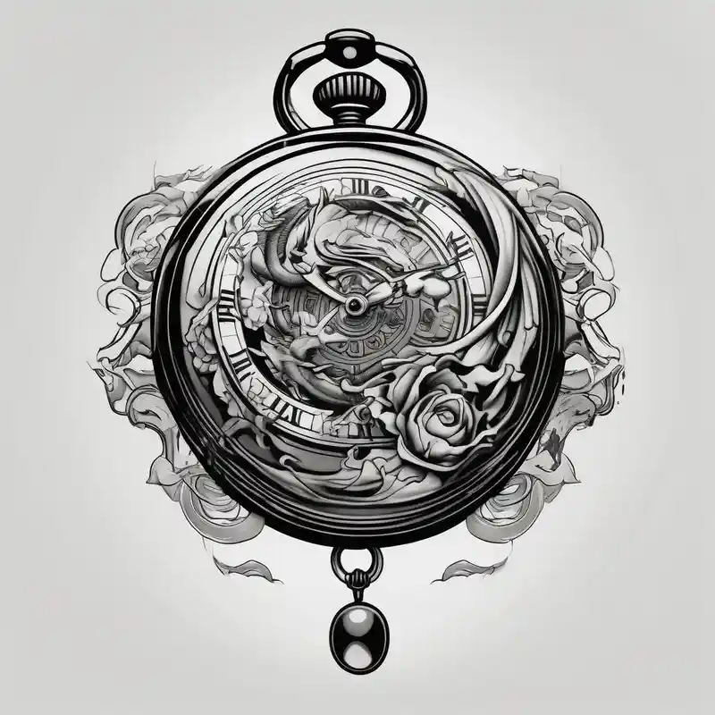 pocket watch tattoo drawing drawings – Japanese, Black and white
