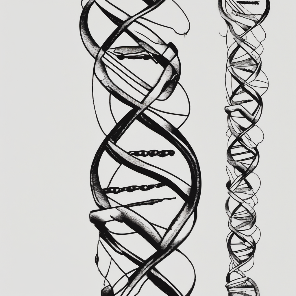line drawing of dna drawings(AIが生成したブラックワークスタイルのタトゥーデザイン)