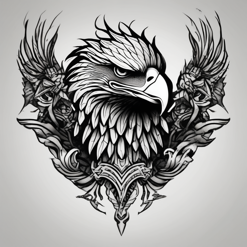 Basic drawed eagle drawings, AI-generated Blackwork tattoo design