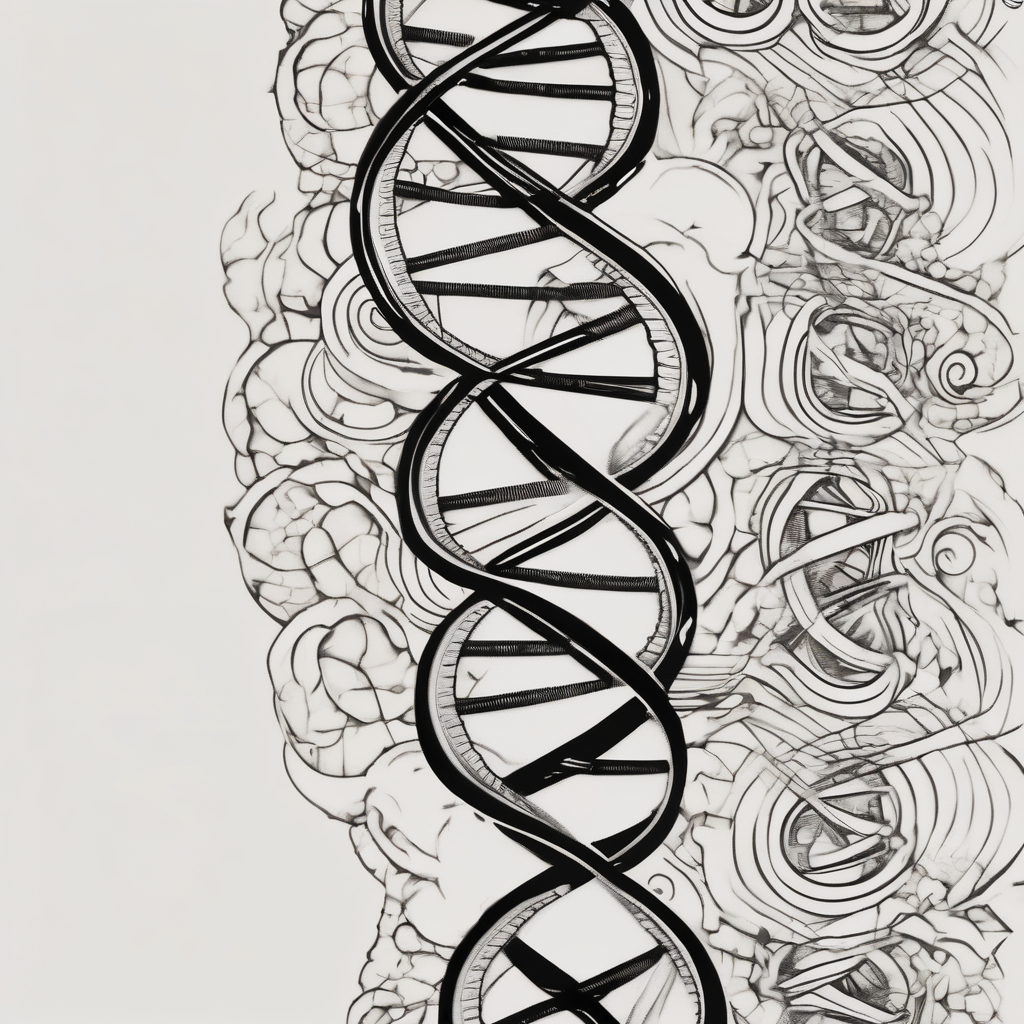 line drawing of dna drawings, AI-generated Japanese tattoo design
