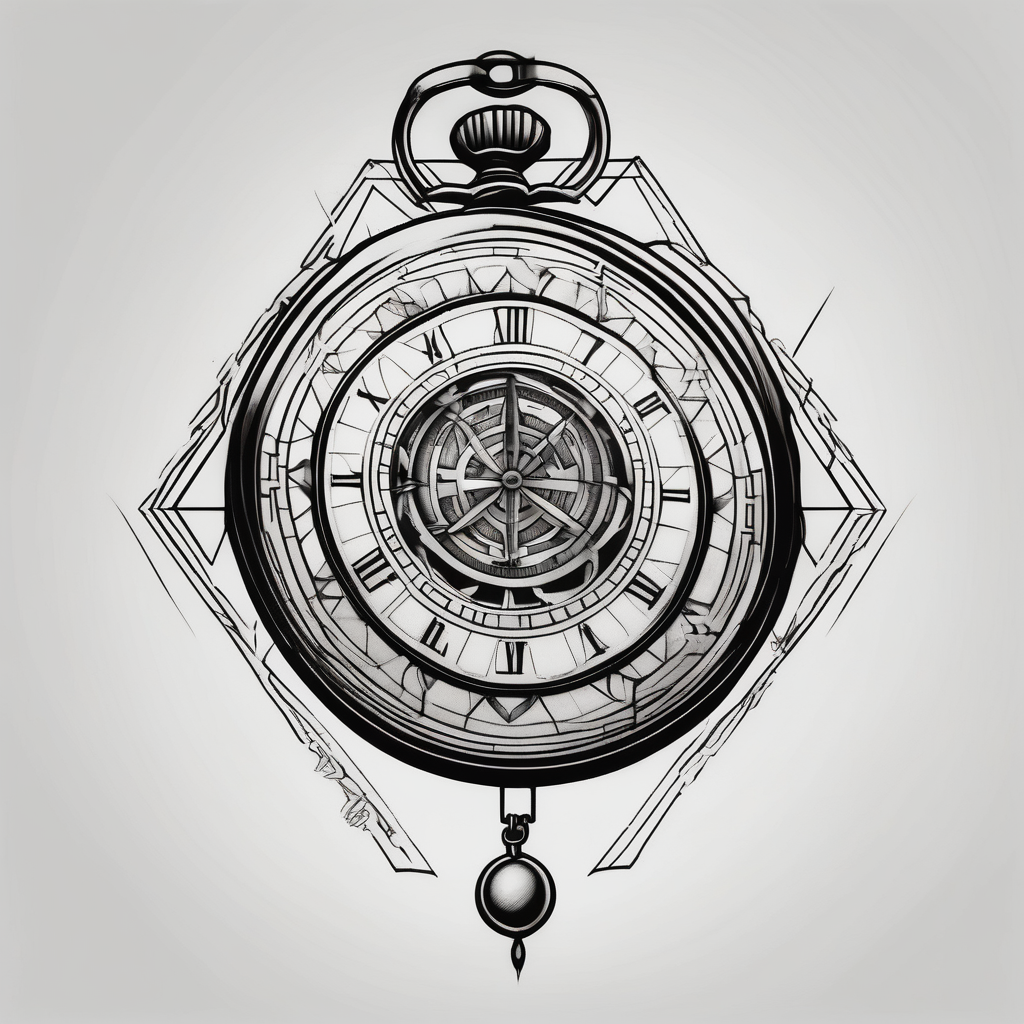 pocket watch tattoo drawing drawings, AI-generated Geometric tattoo design