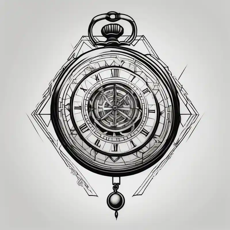 pocket watch tattoo drawing drawings – Geometric, Black and white