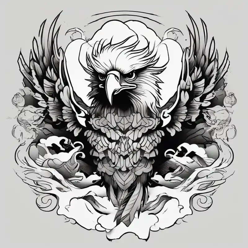 Basic drawed eagle drawings – Japanese, Black and white