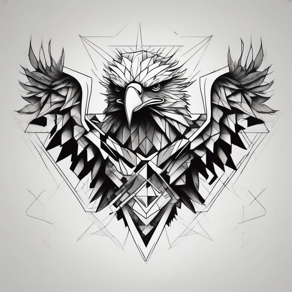Basic drawed eagle drawings, AI-generated Geometric tattoo design