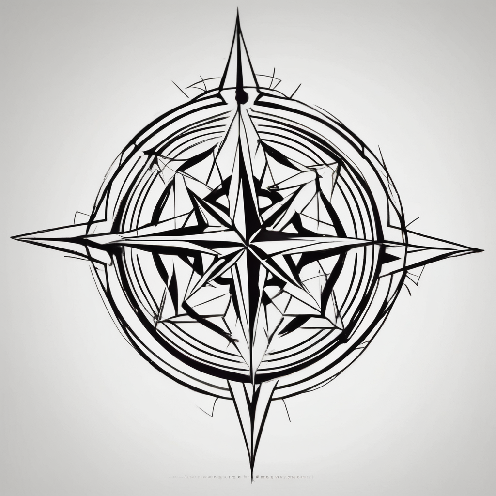 compass rose with map temporary, diseño de tatuaje Geométrico generado con IA
