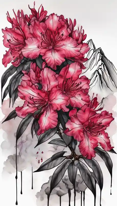 watercolor style Tiger Tattoo Ideas and Designs in 2025 & free generation about vertical wrist size red and black rhododendron trippy with Himalayas behind ed-tiger-lilly-is-fun-size-for-a-reason and vertical wrist size red and black rhododendron trippy with Himalayas behind ed-tiger-lilly-is-fun-size-for-a-reason