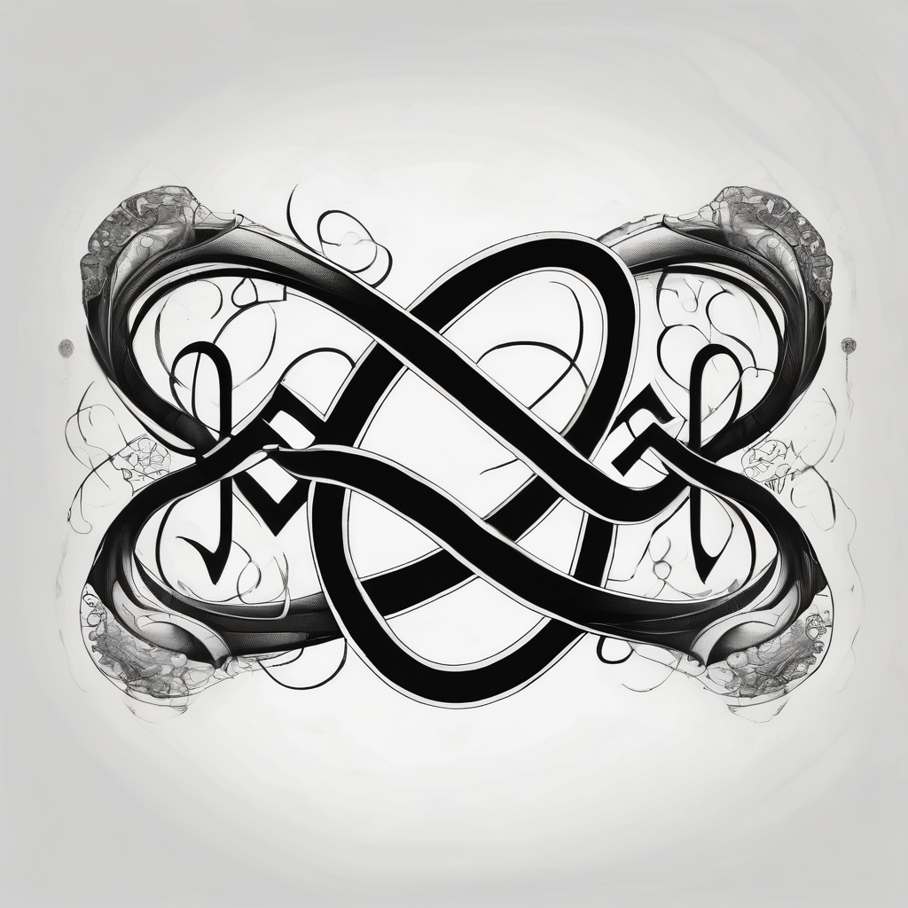 fun infinity symbol with words "EVEN IF" ed-tiger-lilly-is-fun-size-for-a-reason, diseño de tatuaje Surrealista generado con IA