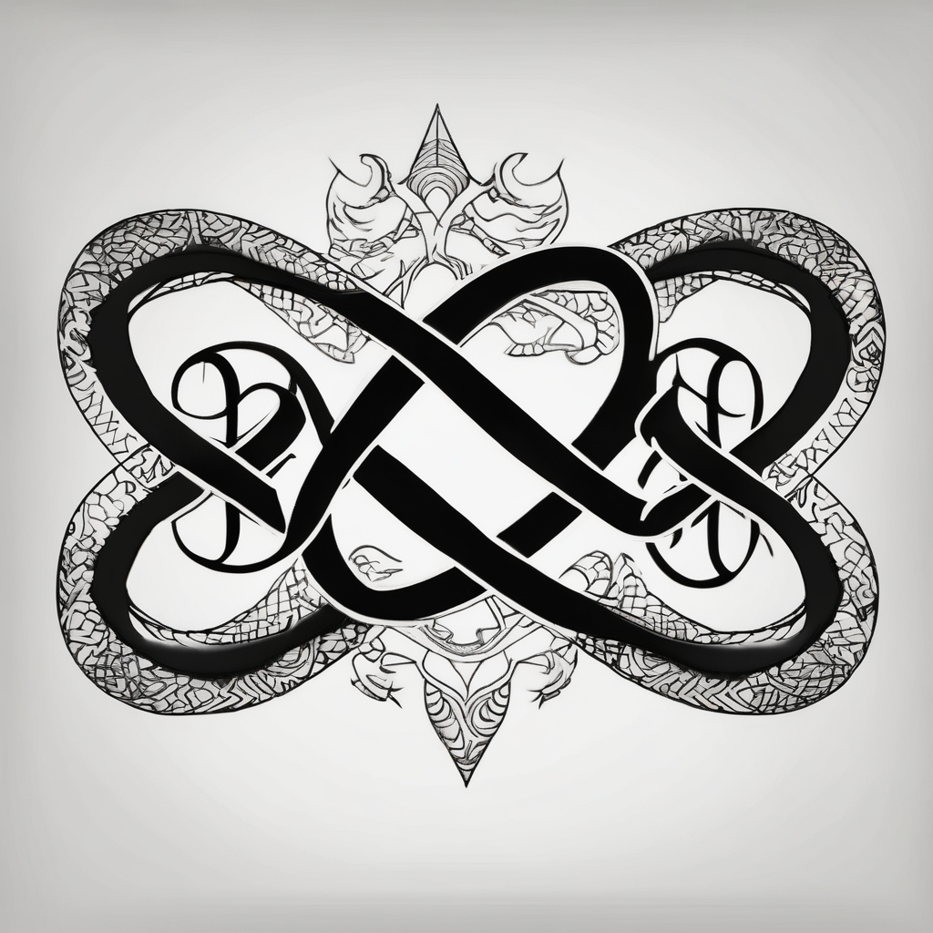 fun infinity symbol "EVEN IF" ed-tiger-lilly-is-fun-size-for-a-reason, AI-generated Blackwork tattoo design