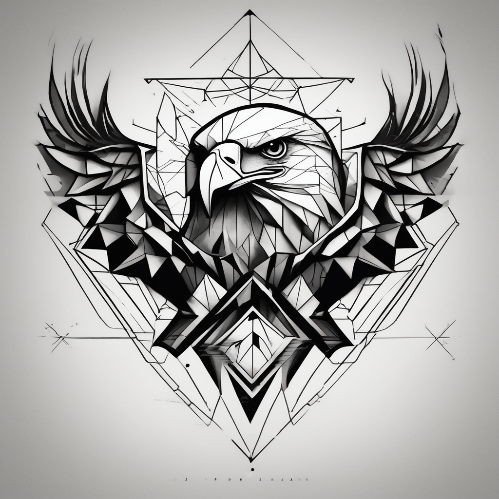 eagle soaring over mountains, AI-generated Geometric tattoo design