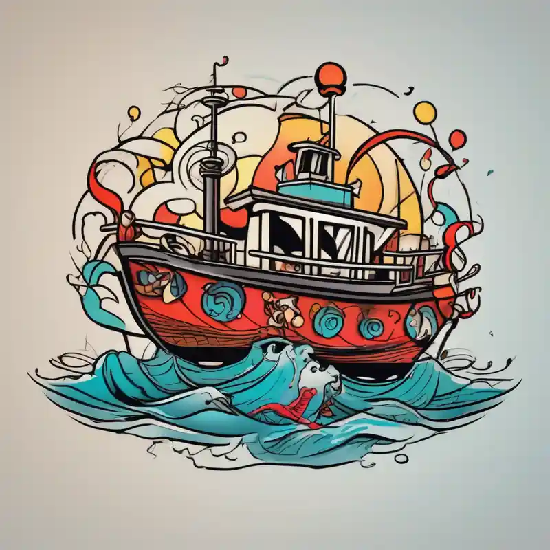 BOAT IN SEA WITH PEOPLE