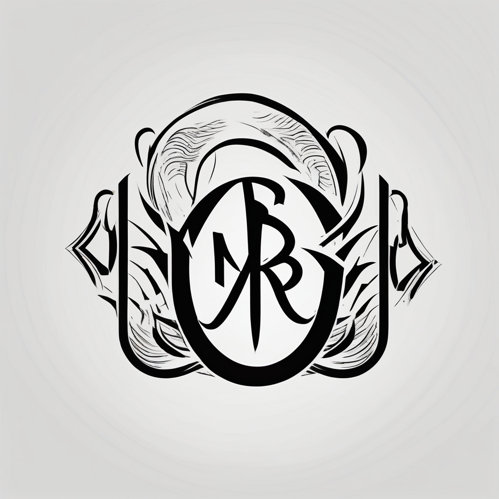minimalist logo-style tattoo that consists of the letters 'MRBG'. simple and not too fancy, just the clean and bold letters arranged in a stylish way. no figures such as people, animals, or objects elderly-people, design de tatouage Japonais généré par IA