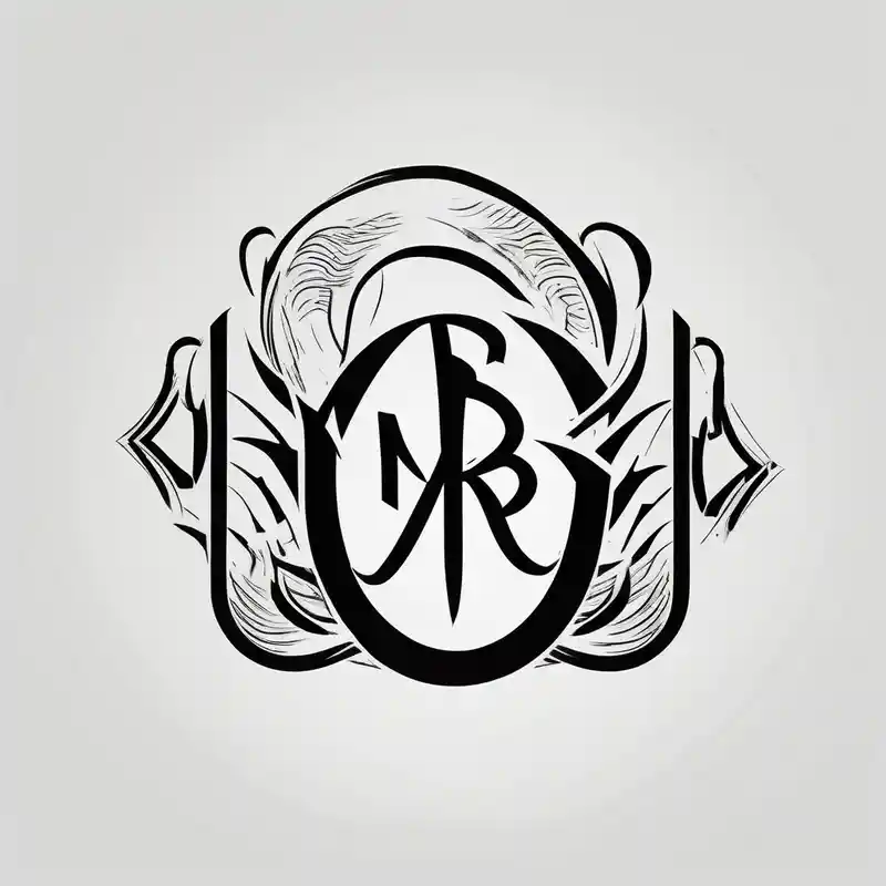 japanese style Tatuajes para Personas Mayores: Una Guía Completa about minimalist logo-style tattoo that consists of the letters 'MRBG'. simple and not too fancy and just the clean and bold letters arranged in a stylish way. no figures such as people