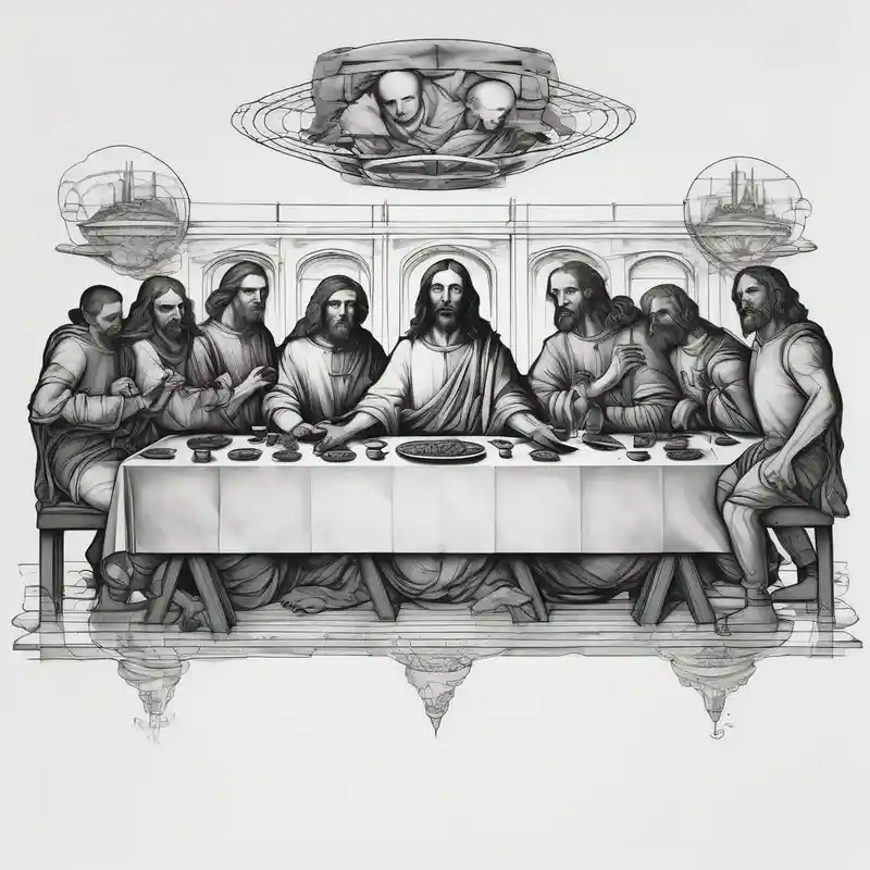 The last supper by davinci but the people are astronauts – シュルレアリスム, 白黒