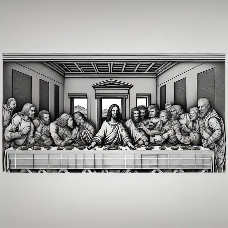 The last supper by davinci but the people are astronauts