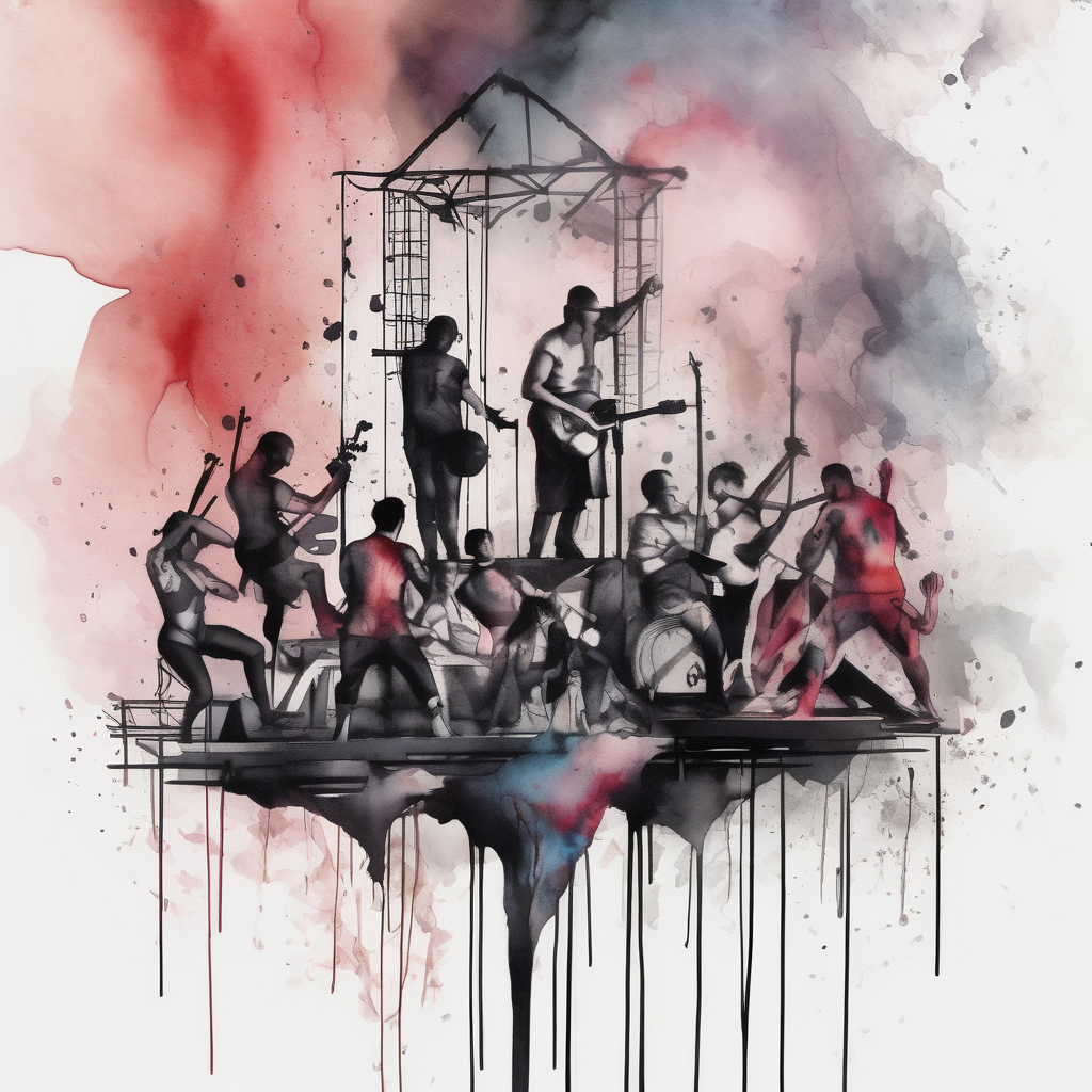 people building stage elderly-people, AI-generated Watercolor tattoo design