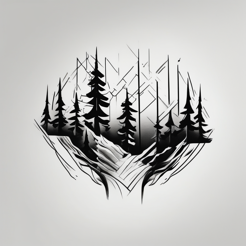 forest, abstract, on hand, no people, purple and black, full, whole wrist wrapped, filled, blackwork elderly-people, AI-generated Minimalist tattoo design