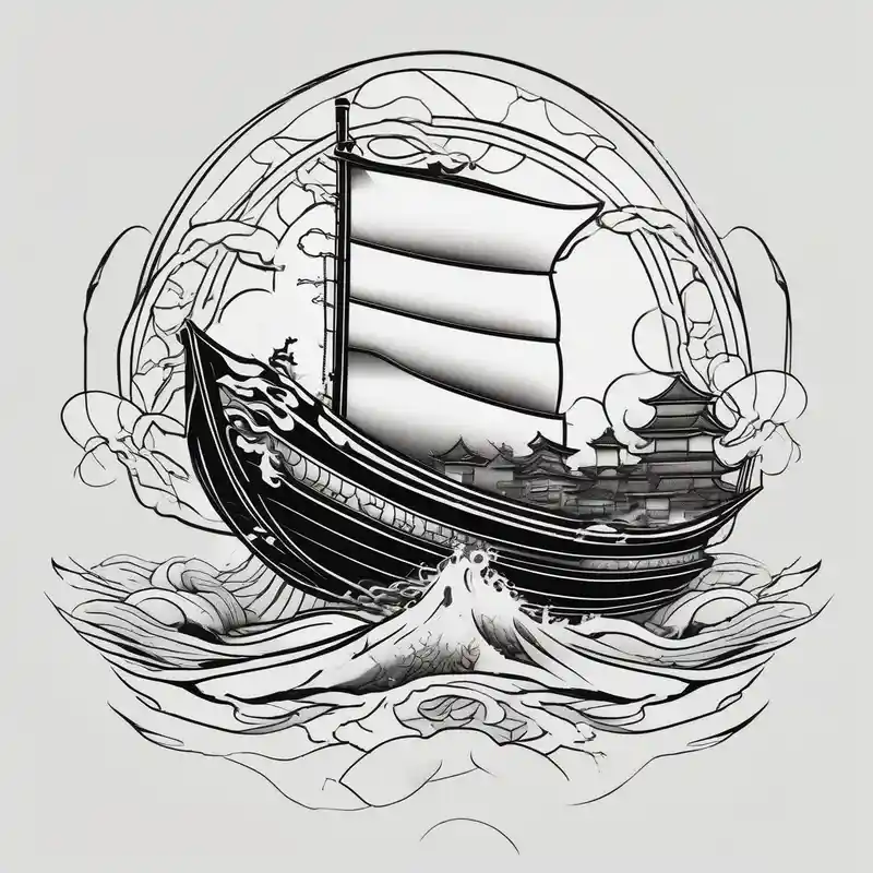 BOAT IN SEA WITH PEOPLE – Japonais, Couleurs vives