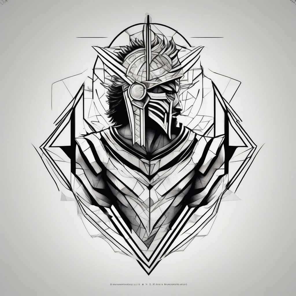 Gladiator in arena consilium capit no images of people elderly-people, AI-generated Geometric tattoo design