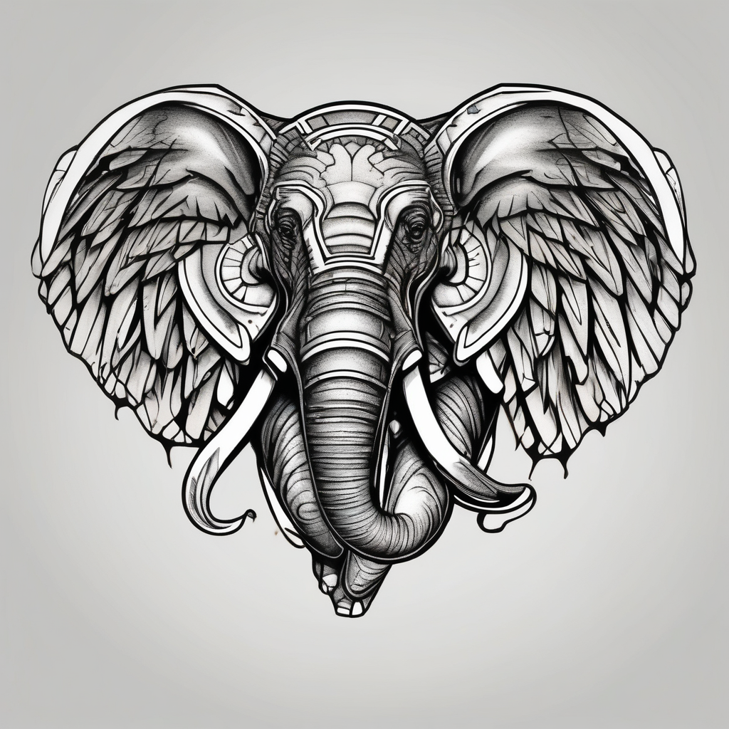 winged elephant, AI-generated Old School tattoo design