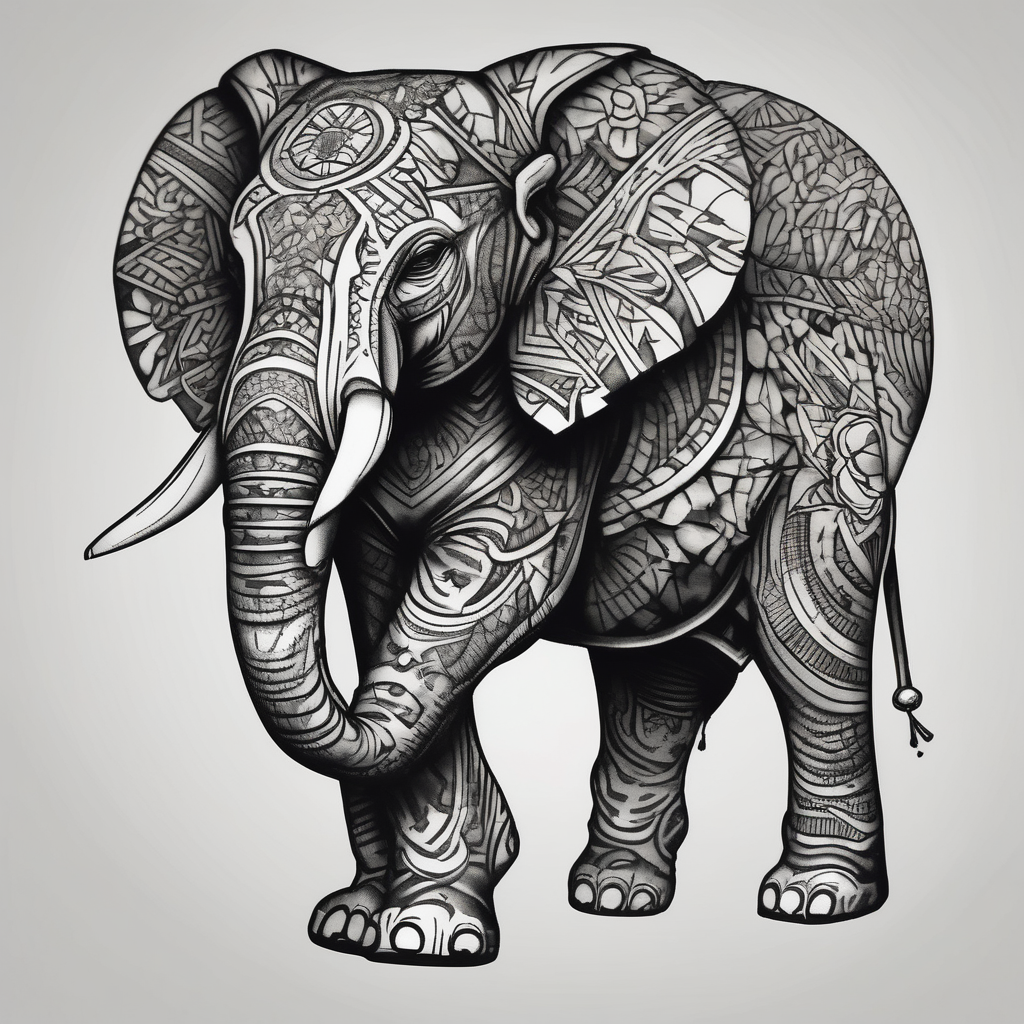 Majestic Elephant, AI-generated Blackwork tattoo design