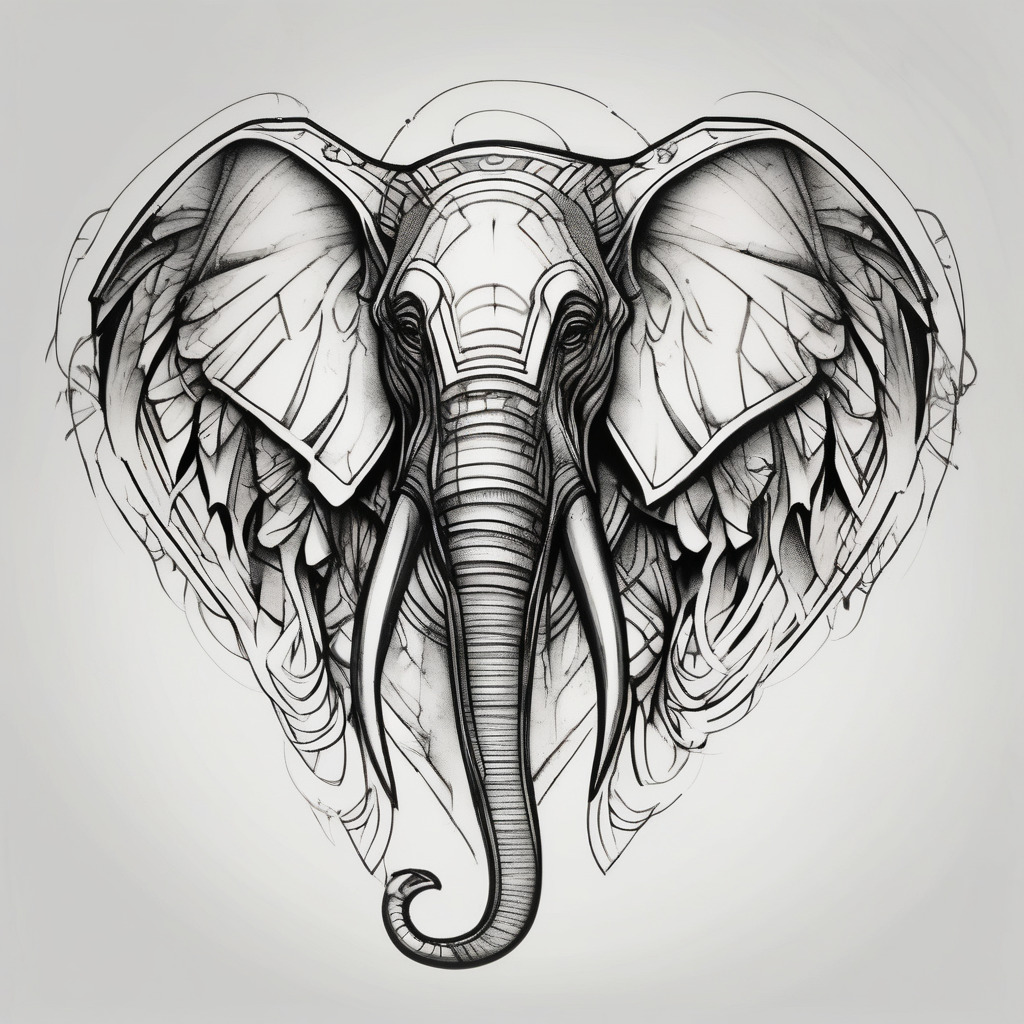 winged elephant, AI-generated Sketch tattoo design