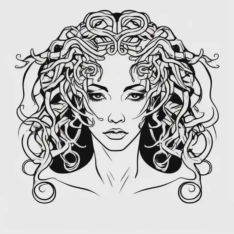 Medusa tattoo with a beautiful face focusing on the eyes. Instead of snake like hair I want octopus like hair.