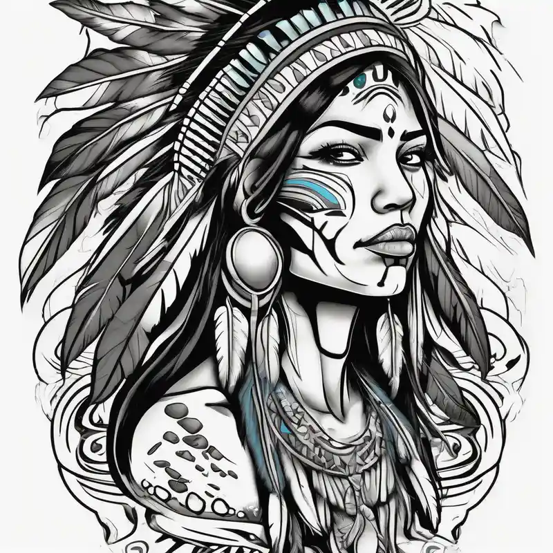 cartoon style 2025年の「見ざる、聞かざる、言わざる」タトゥーアイデア about A native American Indian woman by a waterfall she is Aquarius water barrer she has tattoos and her eyes can see right through you eyelid-eyes and A native American Indian woman by a waterfall she is Aquarius water barrer she has tattoos and her eyes can see right through you eyelid-eyes