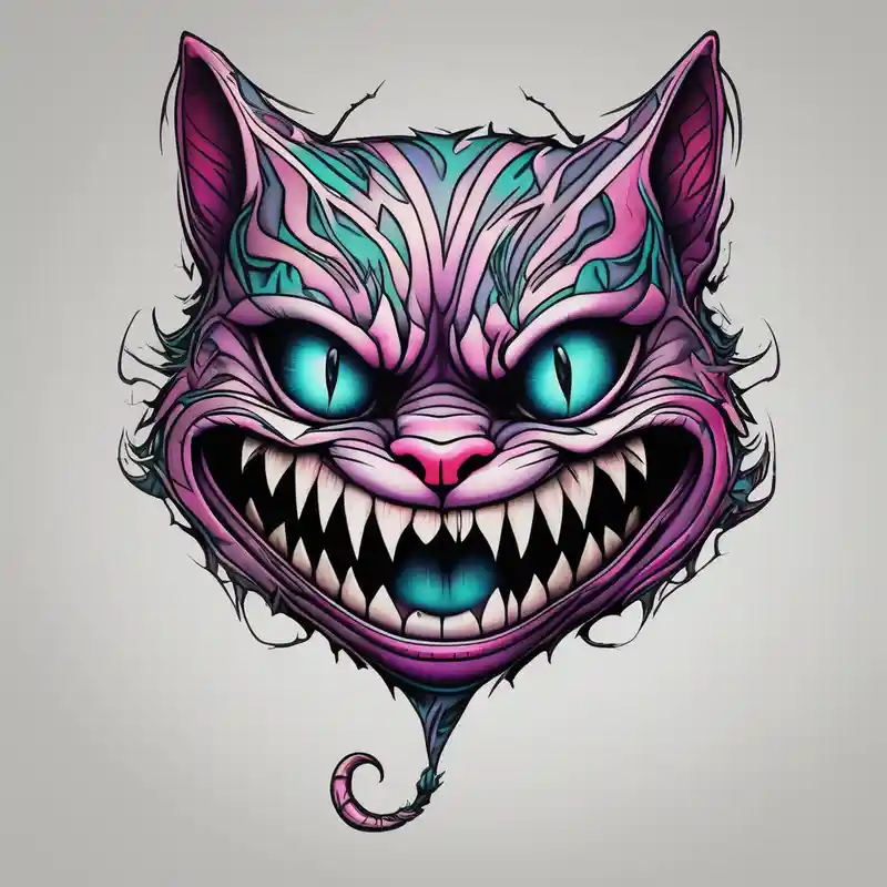evil twisted cheshire cats mouth and eyes – Realista, Colores vivos