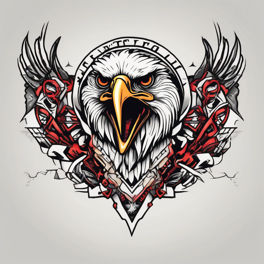 Eagle eyes eyelid-eyes, AI-generated Old School tattoo design