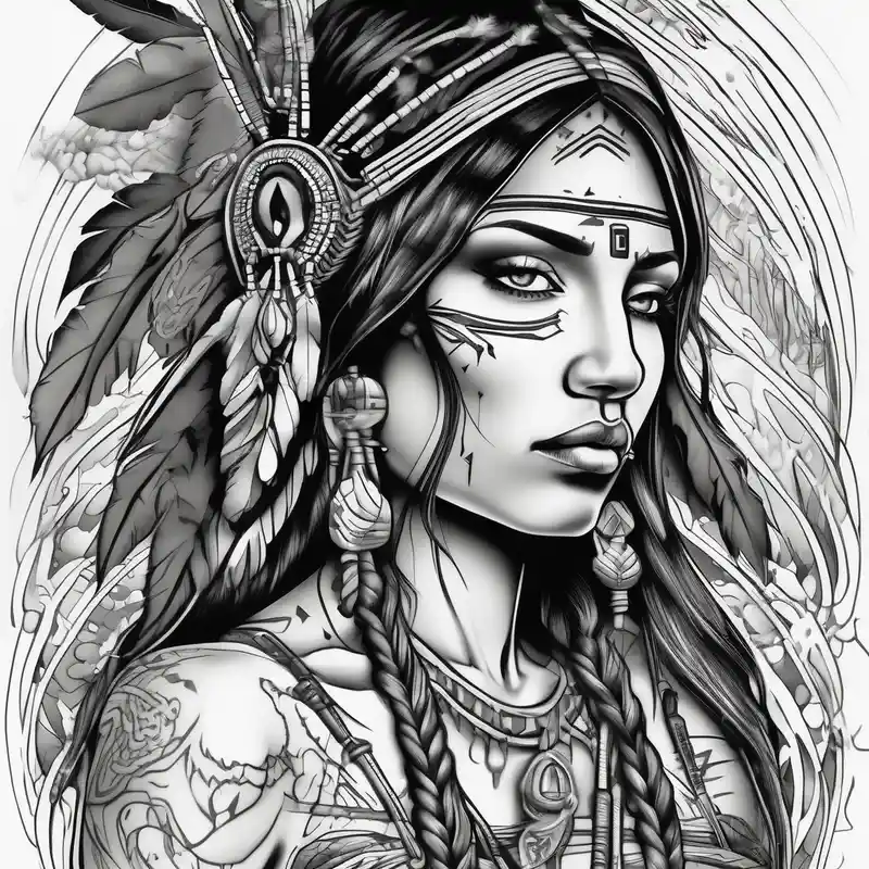 japanese style 2025年の「見ざる、聞かざる、言わざる」タトゥーアイデア about A native American Indian woman by a waterfall she is Aquarius water barrer she has tattoos and her eyes can see right through you eyelid-eyes and A native American Indian woman by a waterfall she is Aquarius water barrer she has tattoos and her eyes can see right through you eyelid-eyes