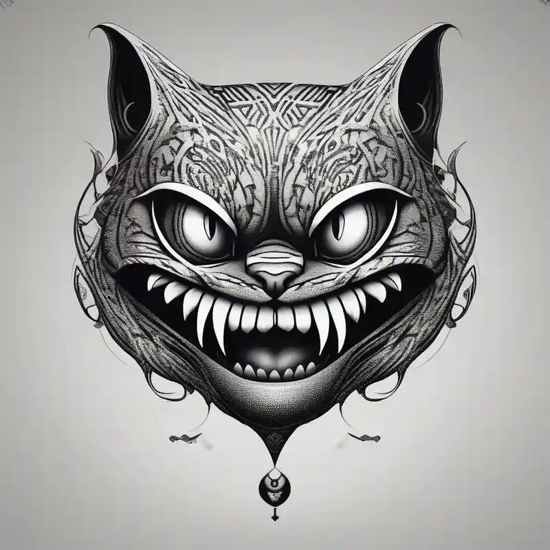 evil twisted cheshire cats mouth and eyes