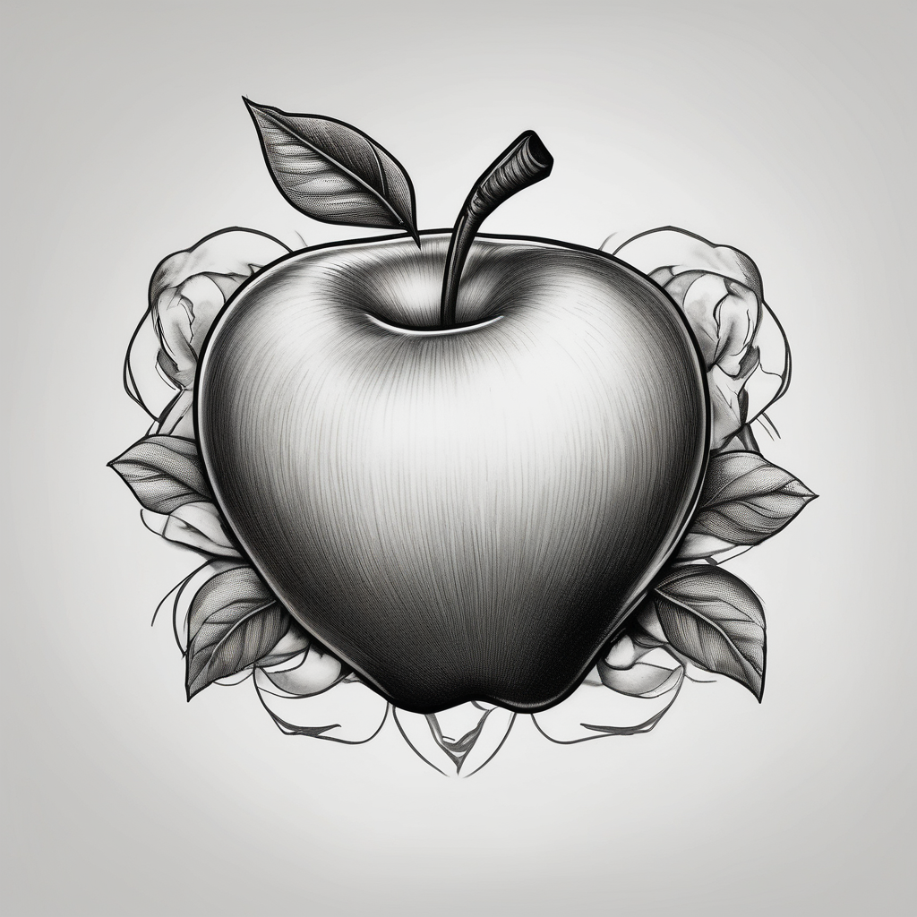 Apple, “Apple of my eye”, dad, bicep, feminine eyelid-eyes, AI-generated Realistic tattoo design